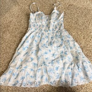 Hollister Light Blue Floral Eyelet Sundress